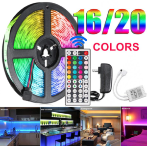 Світлодіодна RGB стрічка 5 метрів з пультом та адаптером LED Світлодіодна RGB стрічка 5 метрів з пультом та адаптером LED